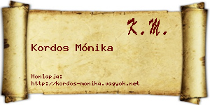 Kordos Mónika névjegykártya